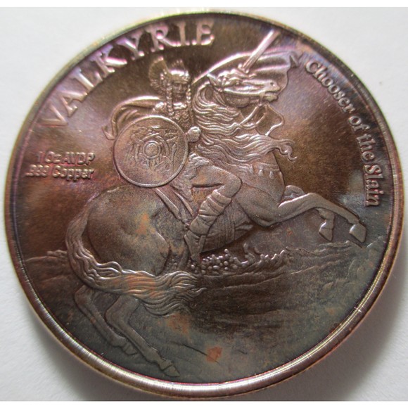 NEW-Norse Gods Series Thor - Valkyrie 1 oz .999 Copper COLORED  BU Round - Picture 4 of 4